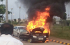 Car catches fire at Mangalore Airport parking lot